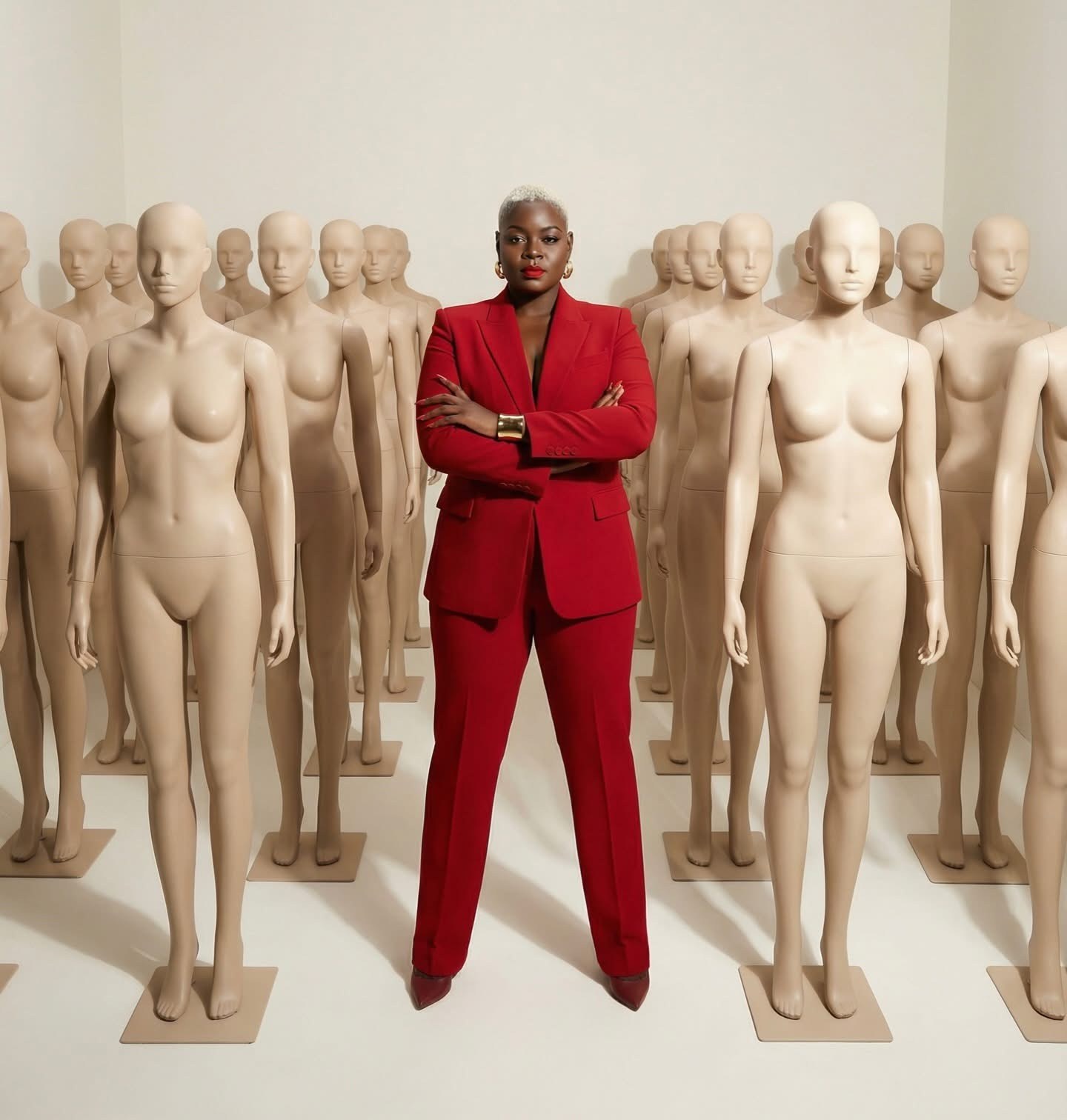 D.Chanel, founder of BrandHER Agency, standing out among mannequins